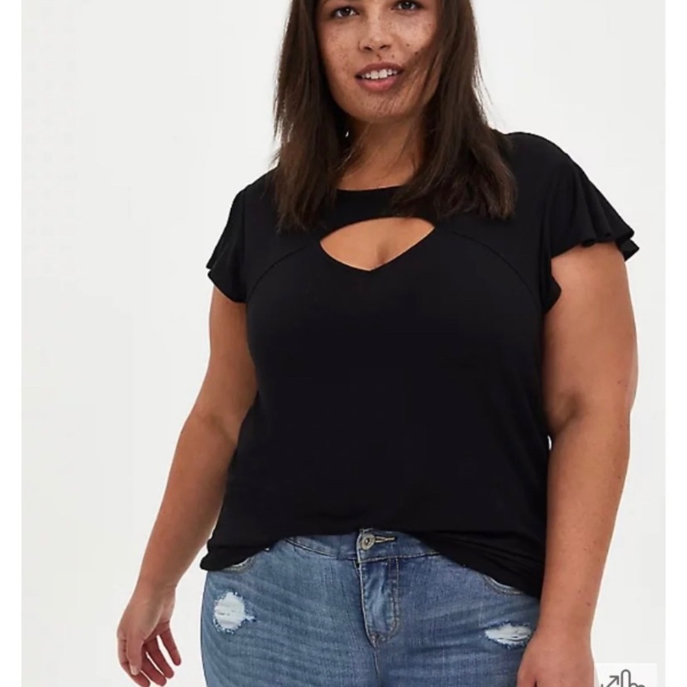 FLUTTER SLEEVE TOP - SUPER SOFT BLACK